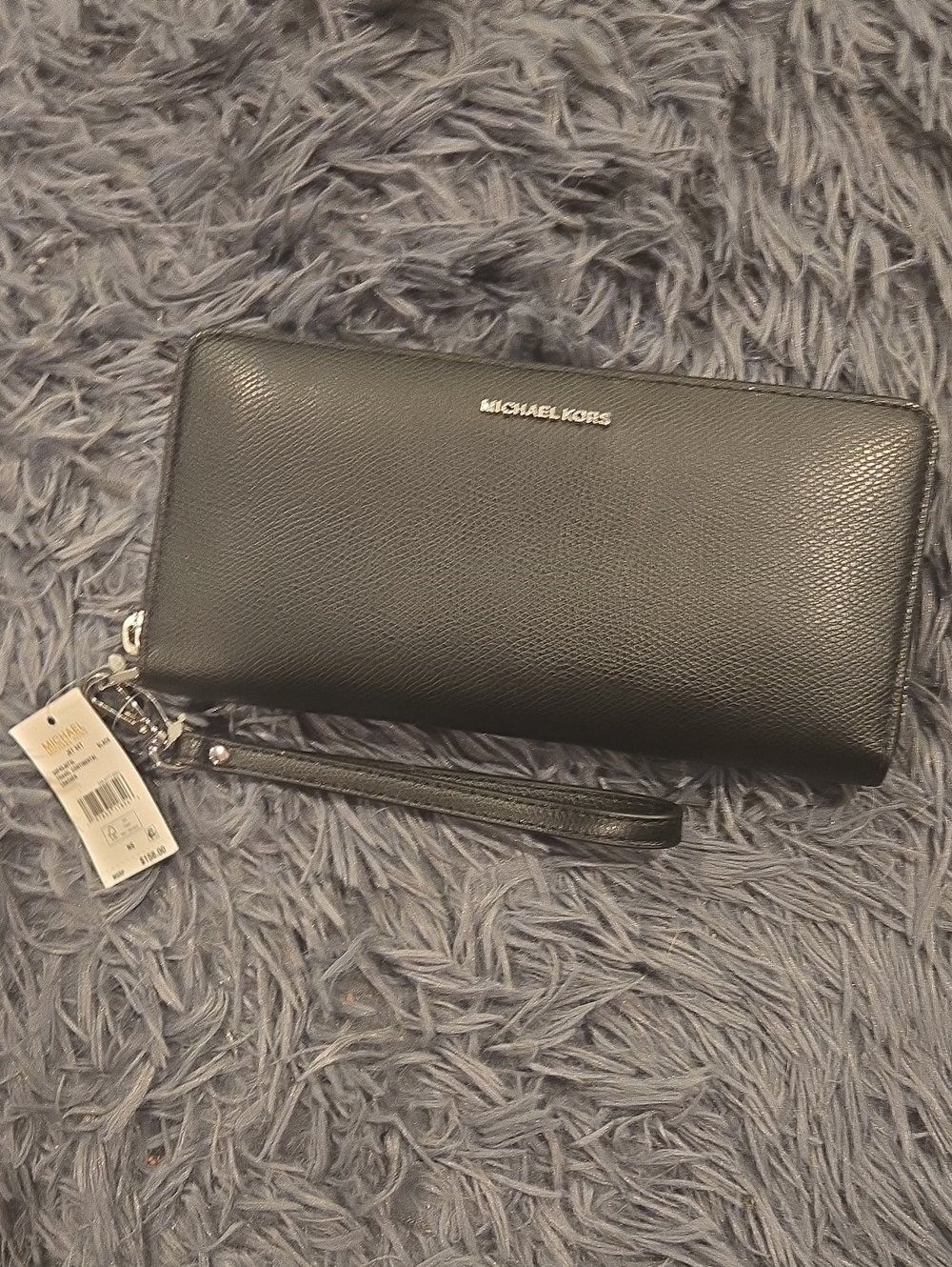 Michael Kors Black Leather Zip-Around Wristlet